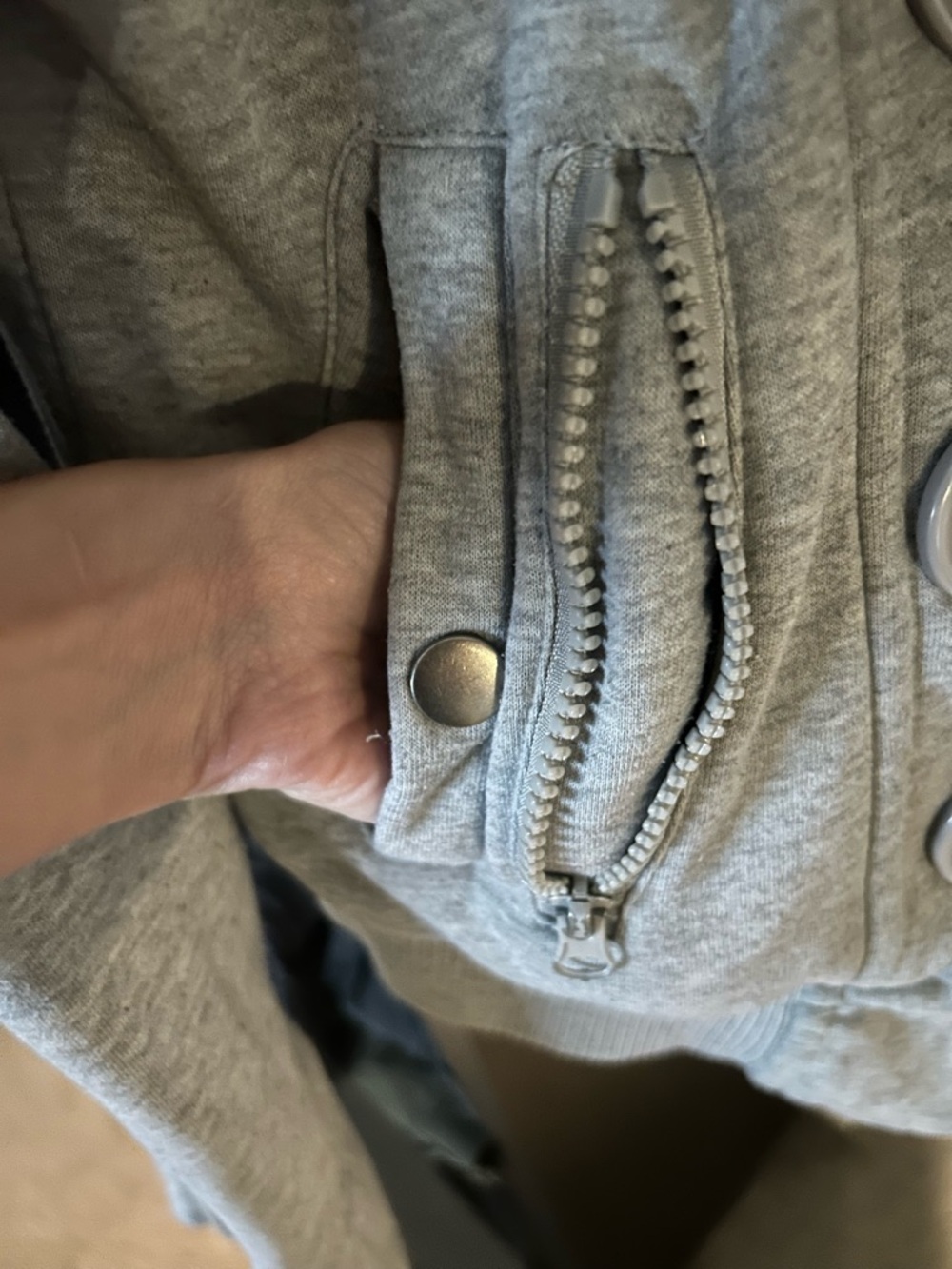 Women's Light Gray Teddy-Lined Jacket with Button Front NWOT - Picture 3 of 14